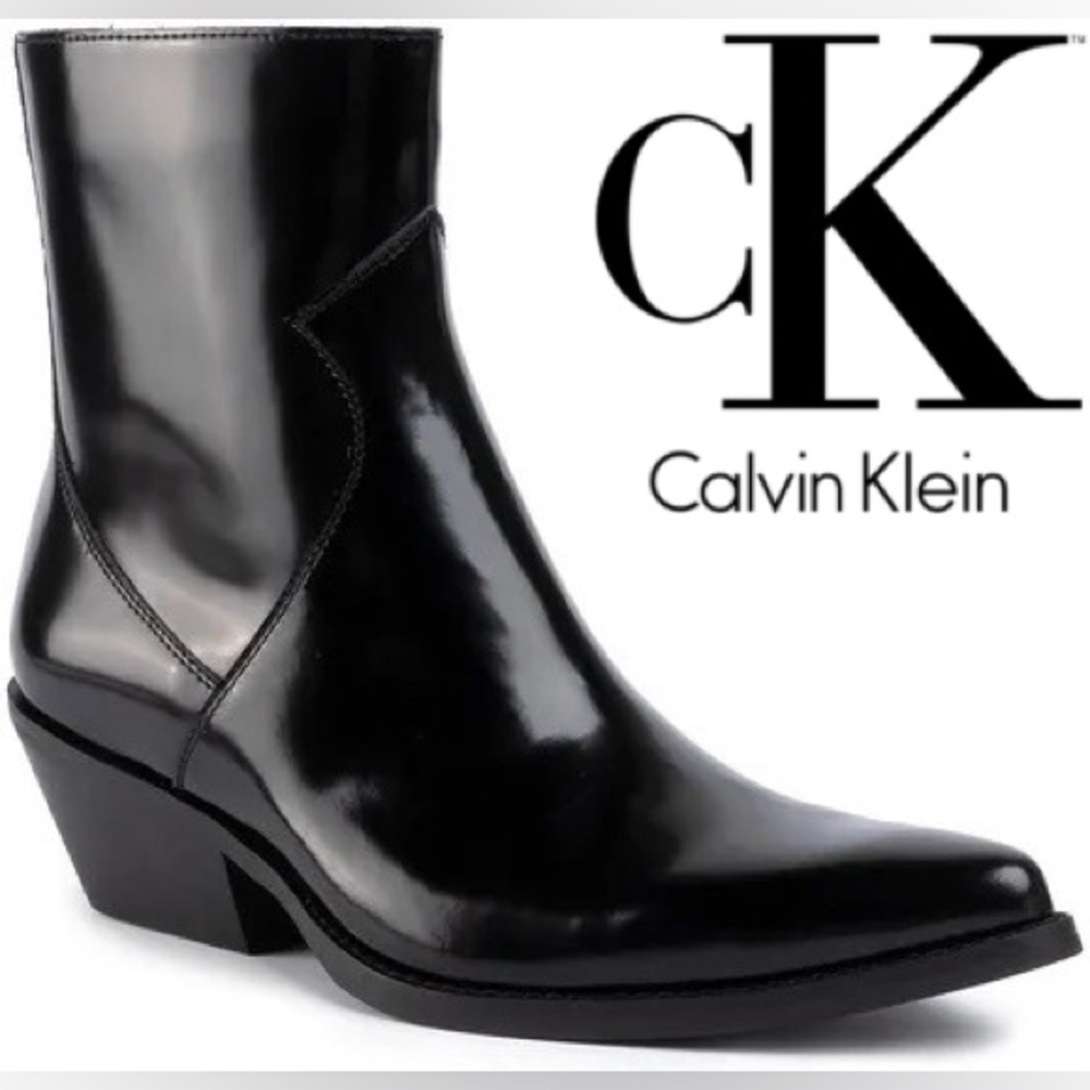 CALVIN KLEIN Arianna black leather bootie size 8